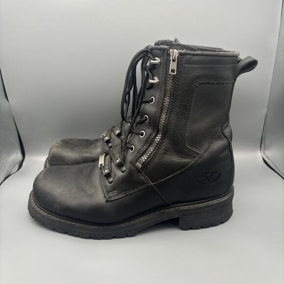 Victory Double Zipper PM416 Motorcycle Boots Size 12 Black Leather - Picture 3 of 8